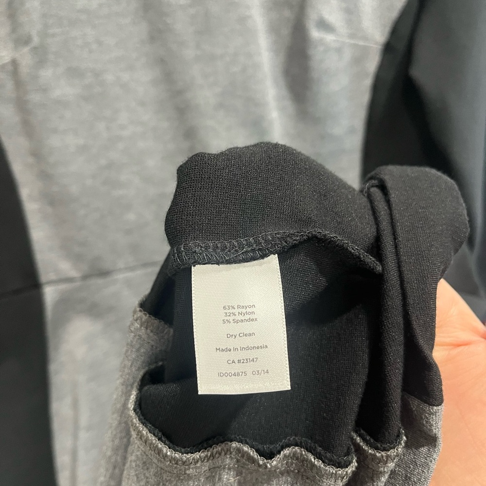 Talbots •Grey Black Colorblock Ponte Knit Long Sleeve Knee Length Sheath Dress 8 - Picture 4 of 4